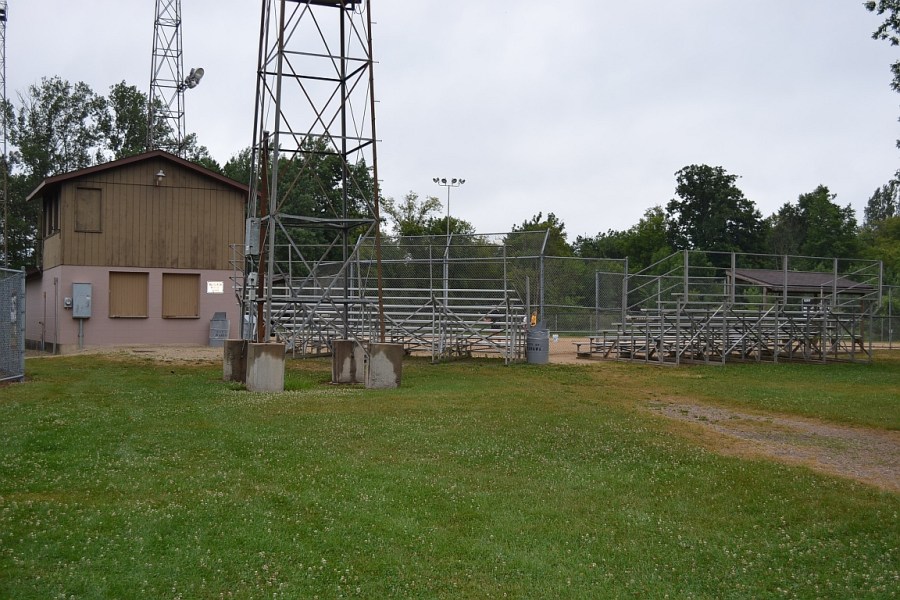 Lindsay Park concession stand and bleachers